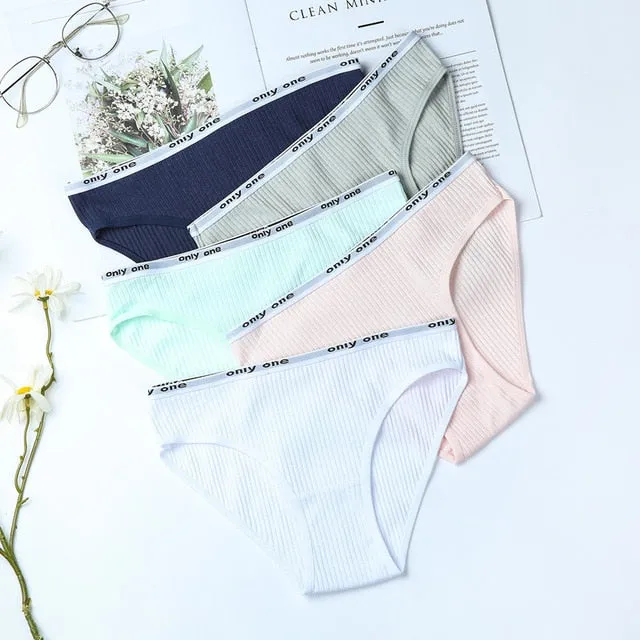 5PCS/lot Women Panties Sexy Cotton Underwear Cute Printed Intimate Plus Size Briefs Breathable pink Underpants lingerie