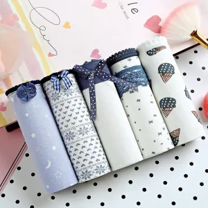 5PCS/lot Women Panties Sexy Cotton Underwear Cute Printed Intimate Plus Size Briefs Breathable pink Underpants lingerie