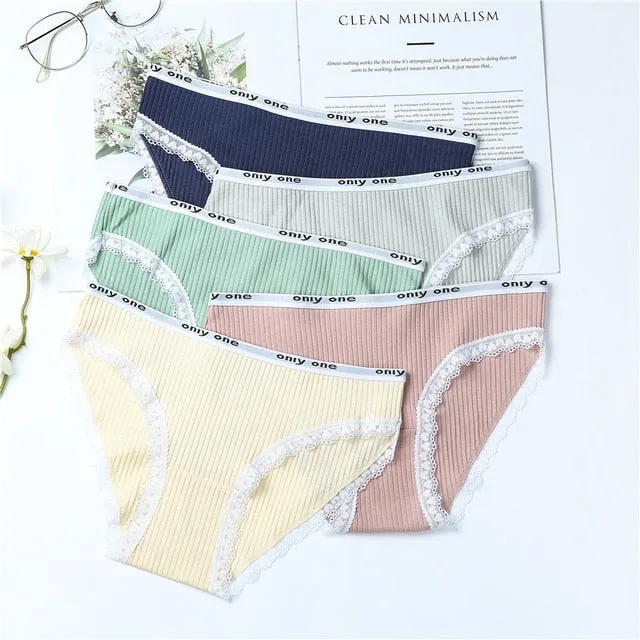 5PCS/lot Women Panties Sexy Cotton Underwear Cute Printed Intimate Plus Size Briefs Breathable pink Underpants lingerie