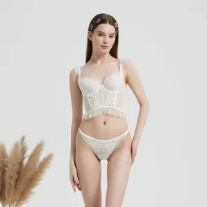 Chic White Ruffled Lace Corset Set