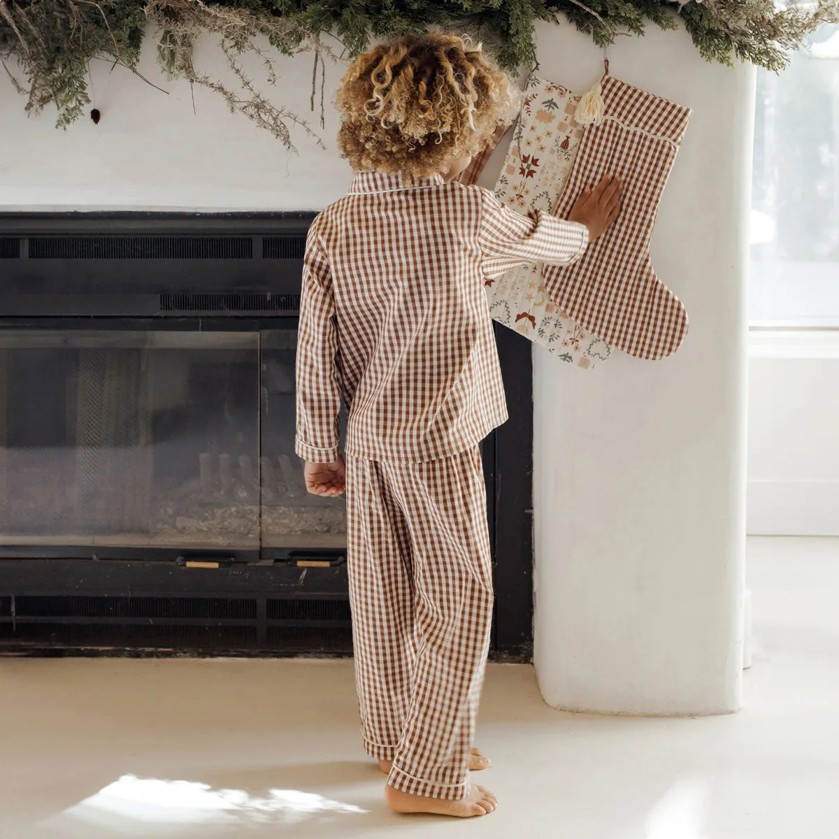 Christmas Stocking - Brick Gingham - FINAL SALE