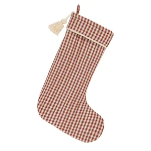 Christmas Stocking - Brick Gingham - FINAL SALE