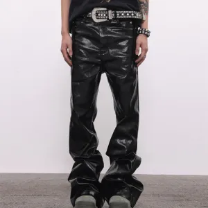 Coated Oil Wax Glossy Micro Flared Jeans