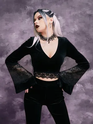 Contrast Eyelash Lace Crop Tee
