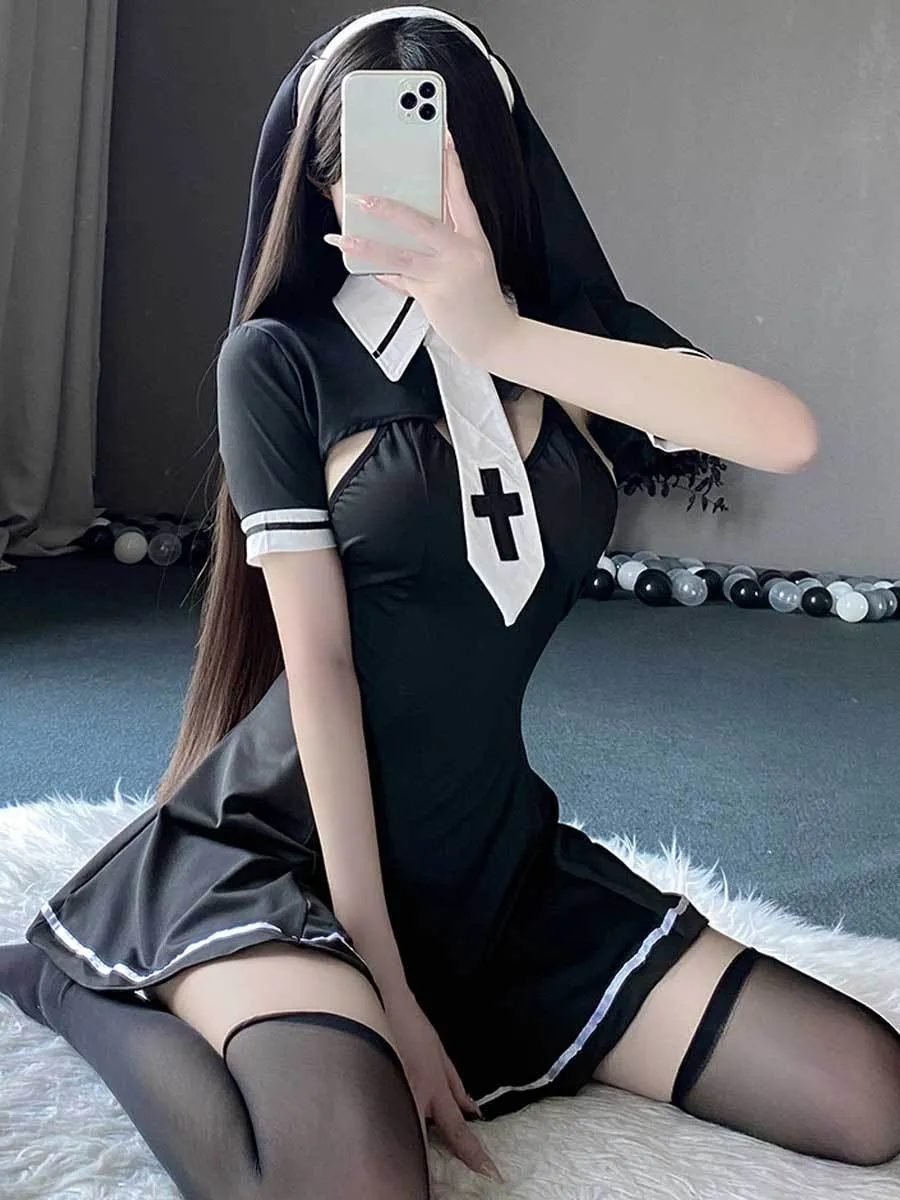 Cute Habit Nun Cosplay Lingerie Dress