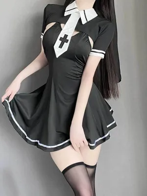 Cute Habit Nun Cosplay Lingerie Dress