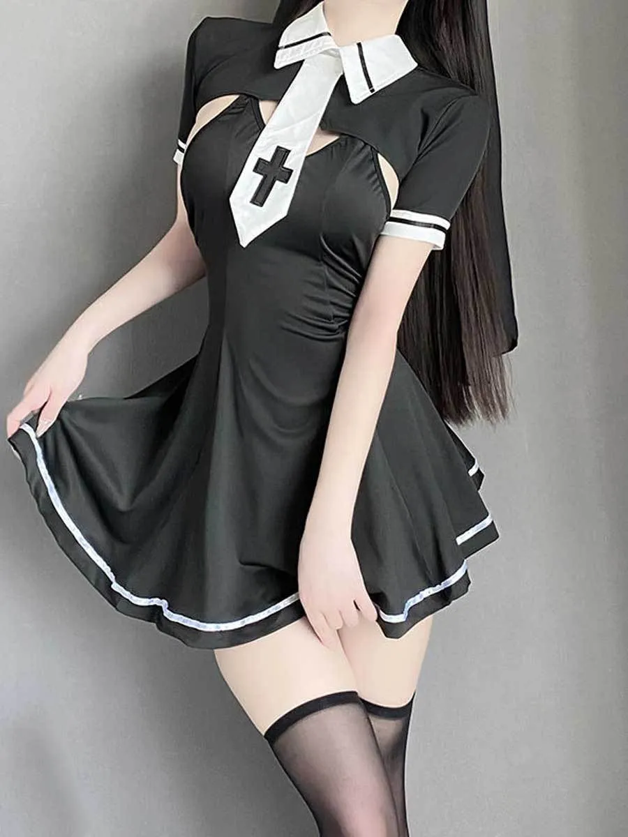 Cute Habit Nun Cosplay Lingerie Dress
