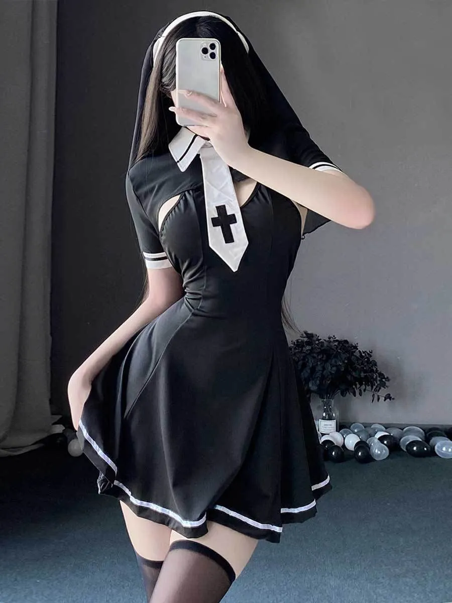 Cute Habit Nun Cosplay Lingerie Dress