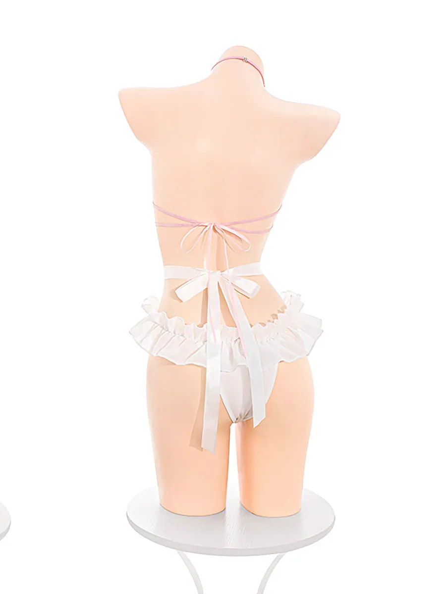 Furry Cat Angel Crotchless Bodysuit