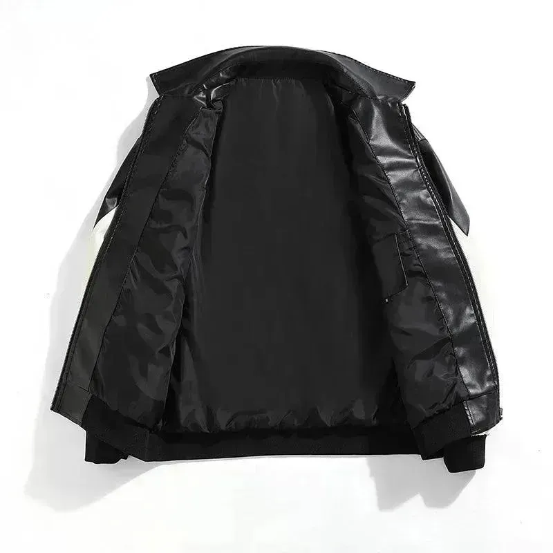 Hip Hop Men's Faux Leather Bomber Jacket
