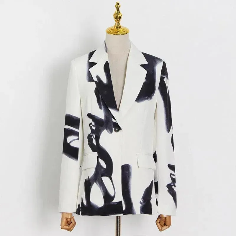 Ink Print Retro Style Pantsuit