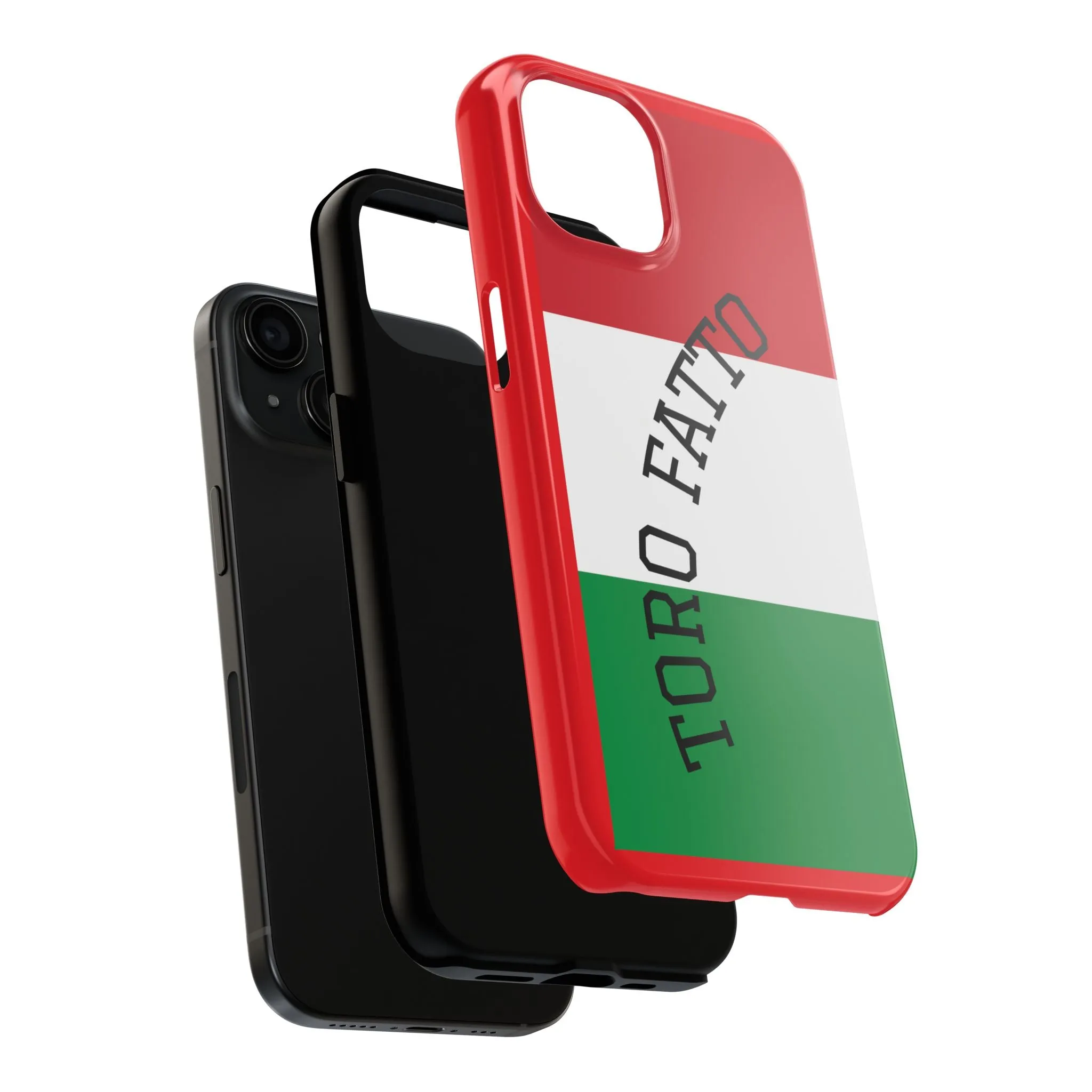 Italian words that say 'bull made' Phone Case | Tough Phone Cases for Travellers. Gifts for Italians. Red and Green Flag Design. Cultural Accessories. Cell Phone