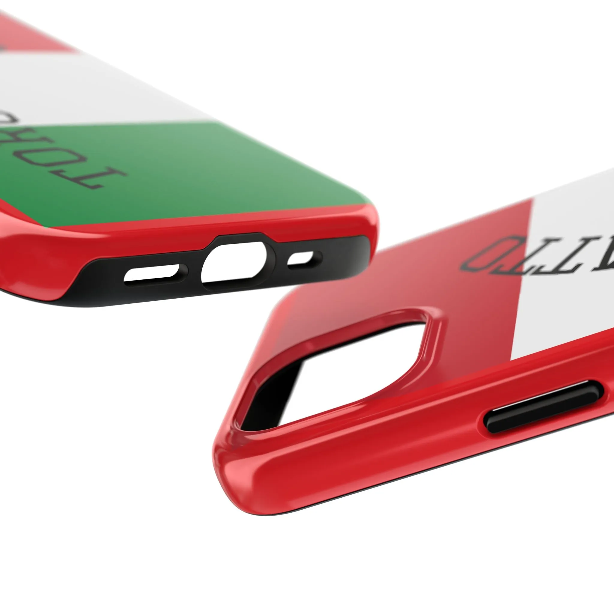 Italian words that say 'bull made' Phone Case | Tough Phone Cases for Travellers. Gifts for Italians. Red and Green Flag Design. Cultural Accessories. Cell Phone