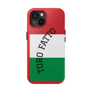 Italian words that say 'bull made' Phone Case | Tough Phone Cases for Travellers. Gifts for Italians. Red and Green Flag Design. Cultural Accessories. Cell Phone
