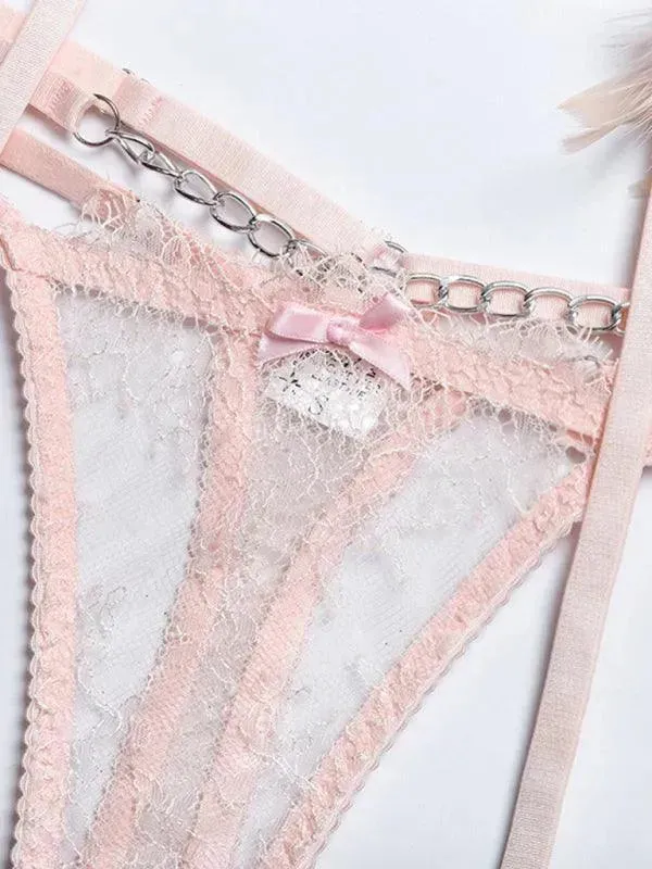 Lace Feather Lingerie Set