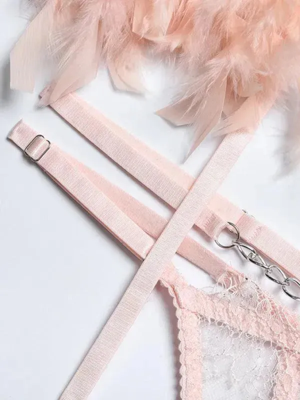 Lace Feather Lingerie Set