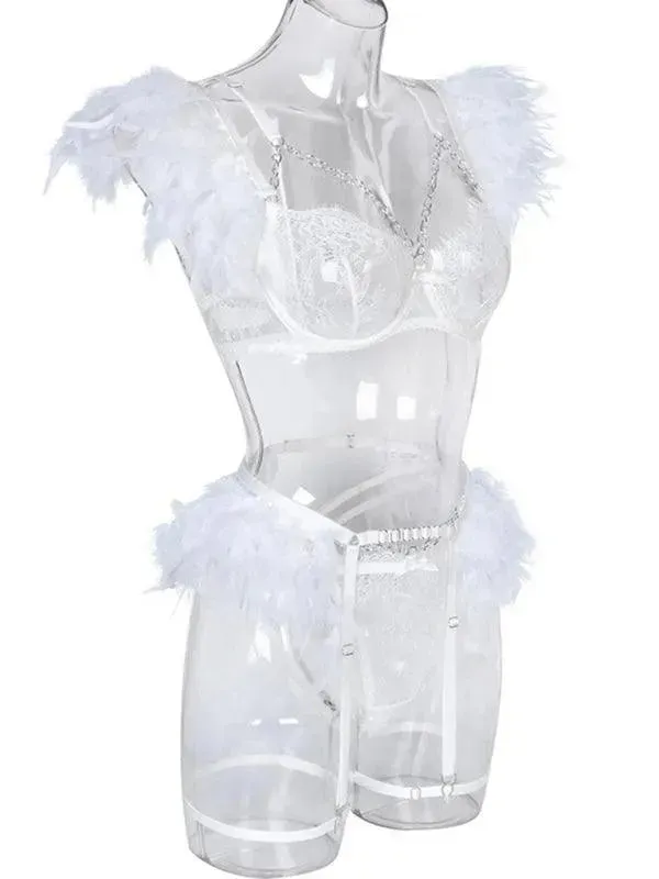 Lace Feather Lingerie Set