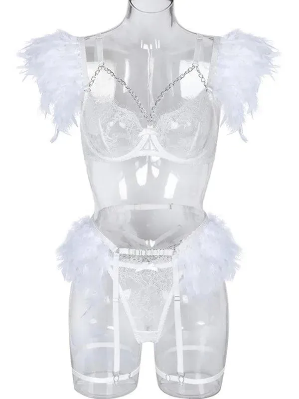Lace Feather Lingerie Set