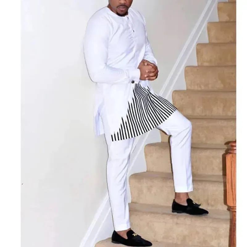 Men Classic Colorblock Embroidered Outfit Set