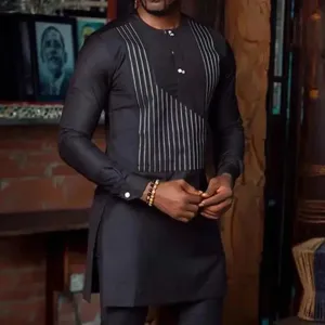 Men Stylish Striped African Two-Piece Set