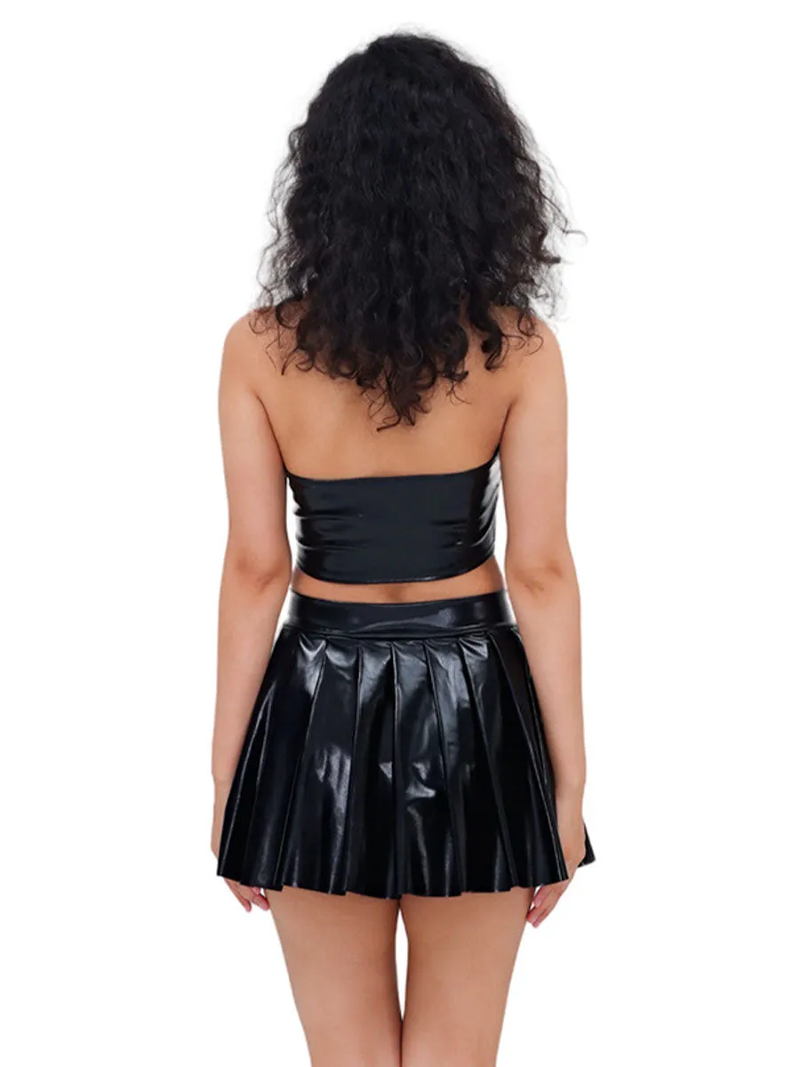 Metallic Lace-up Two Piece Rave Outfit