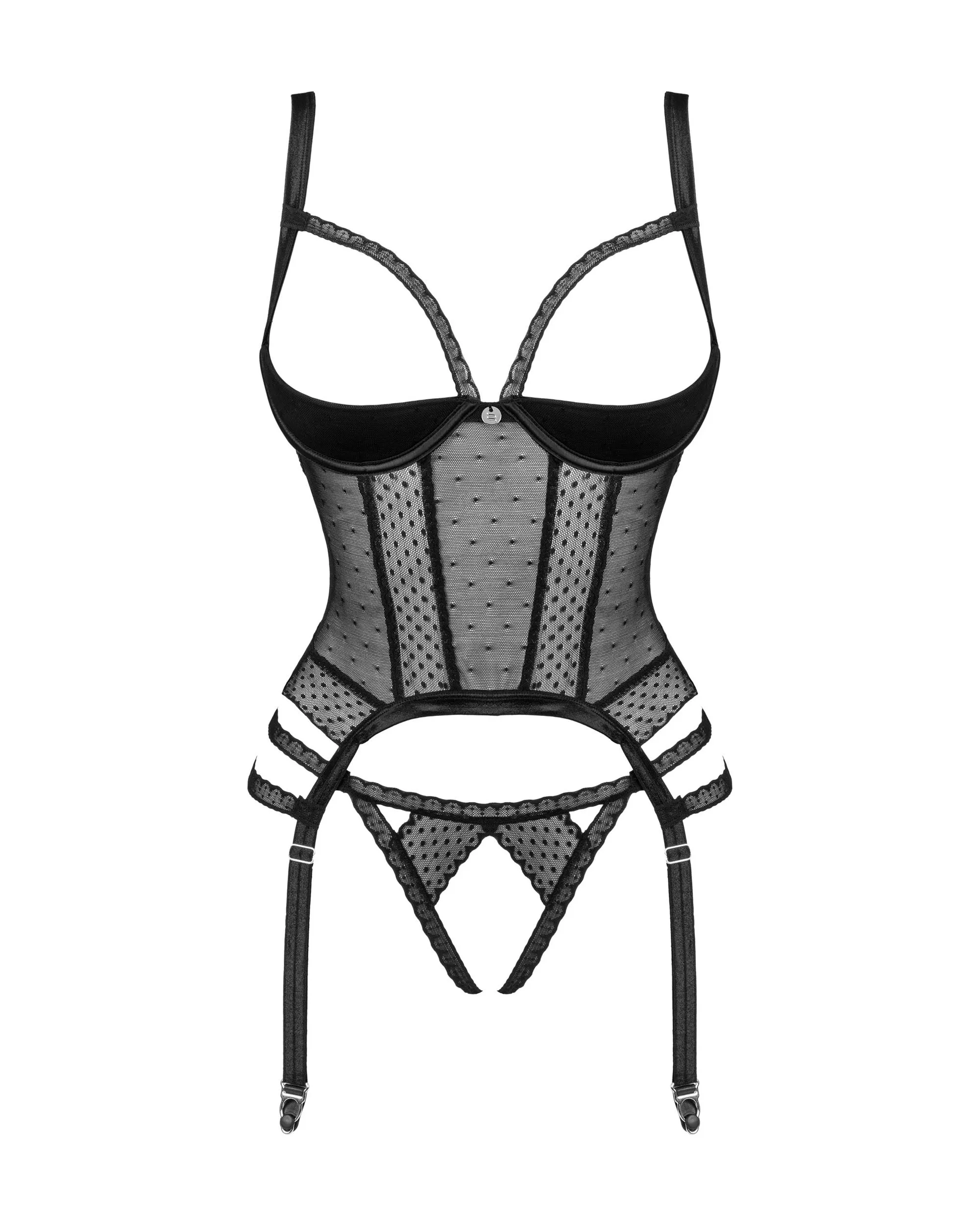 Obsessive Lanelia Open Cups Shelf Corset and Crotchless Thong Set