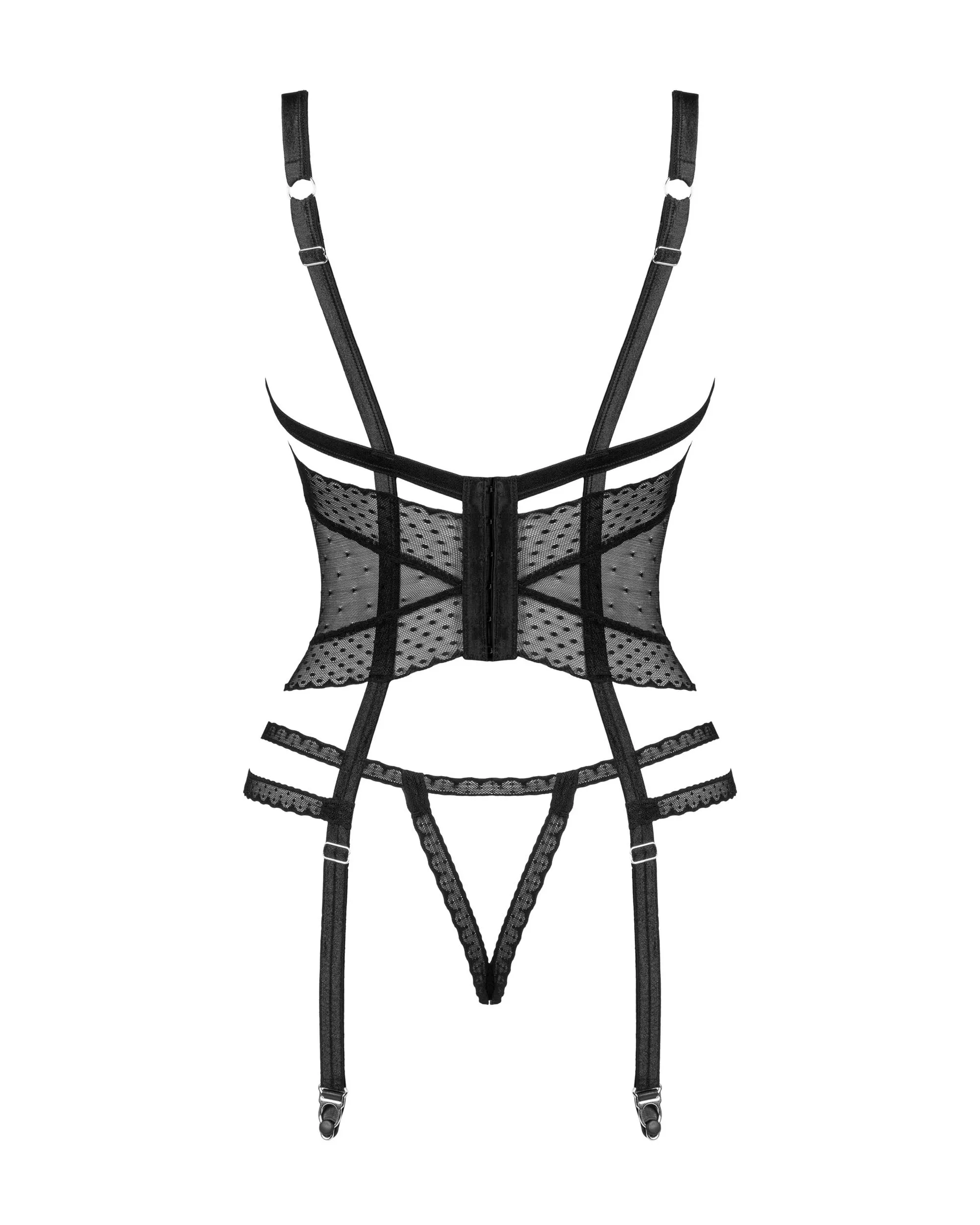 Obsessive Lanelia Open Cups Shelf Corset and Crotchless Thong Set
