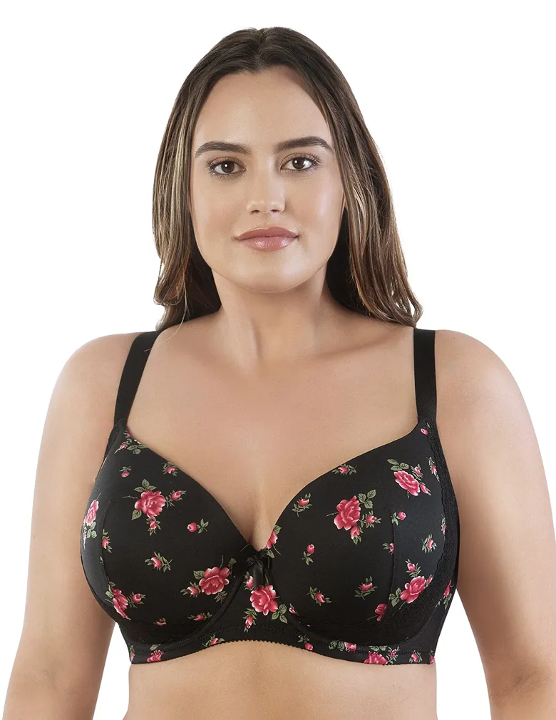 Parfait Casey 2801 Black Floral Print Plunge Molded Bra