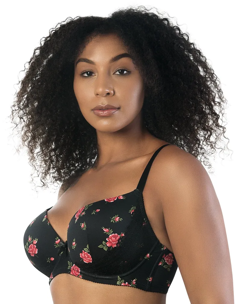 Parfait Casey 2801 Black Floral Print Plunge Molded Bra