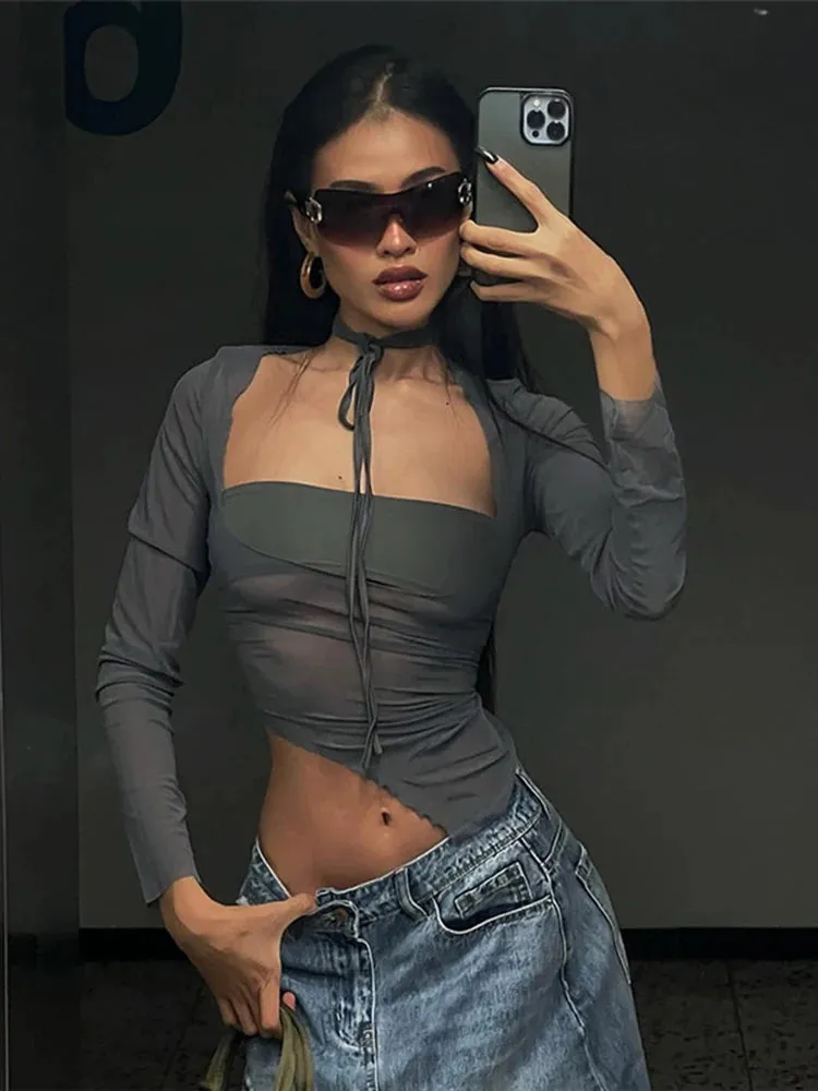 #PB Mesh Sheer Halter Top