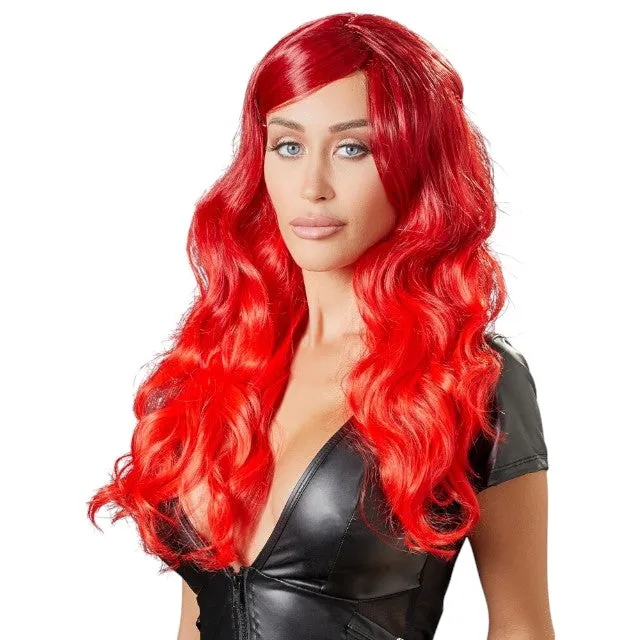 Perucă sexy COTTELLI Accessoires. pentru jocuri erotice și costume roleplay. cu păr lung și ondulat. culoarea roșcat intens