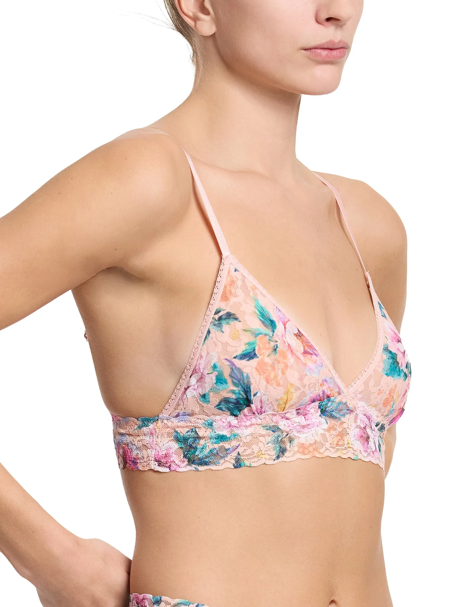Printed Signature Lace Padded Triangle Bralette Buy Myself Flowers