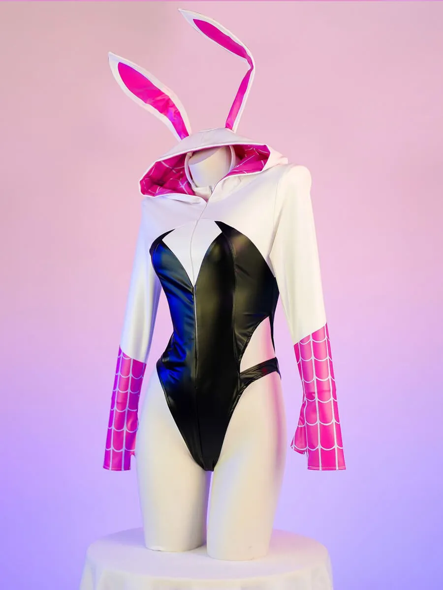 PU Leather Spiderweb Bodysuit
