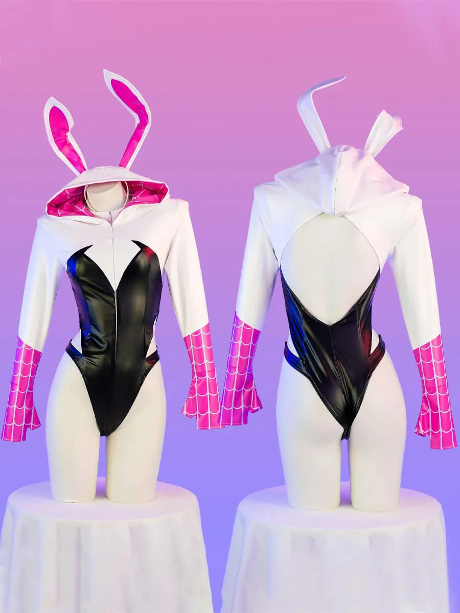 PU Leather Spiderweb Bodysuit