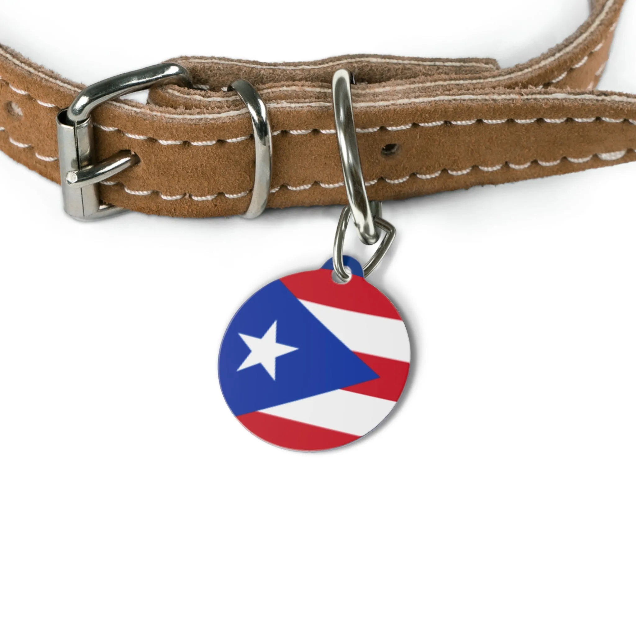 Puerto Rican Flag Pet Tag with Custom Name