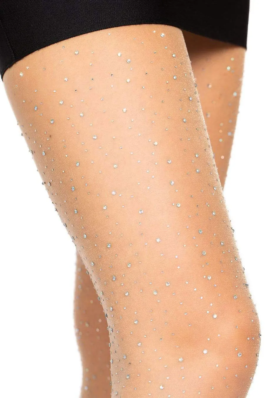 Rhinestone Sheer Spandex Pantyhose