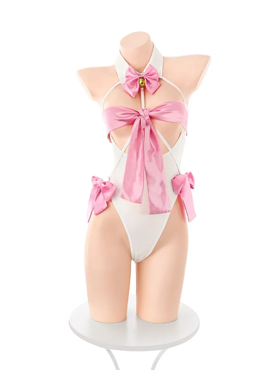 Ribbon Bow Cupless Teddy Lingerie