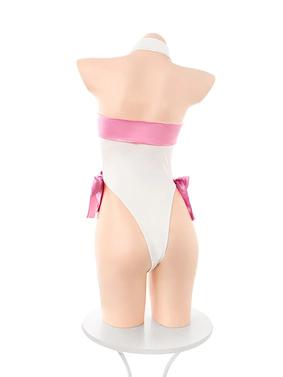 Ribbon Bow Cupless Teddy Lingerie