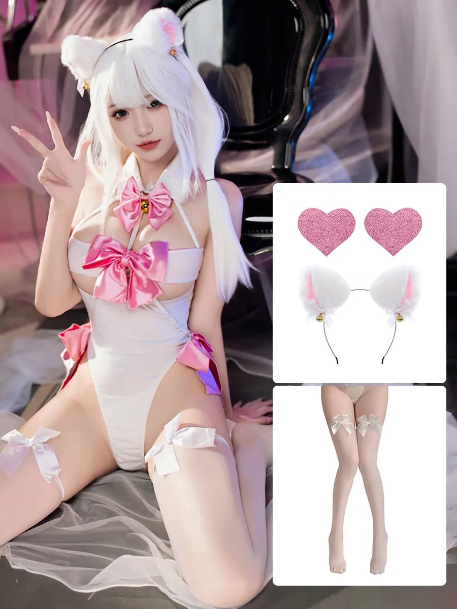 Ribbon Bow Cupless Teddy Lingerie