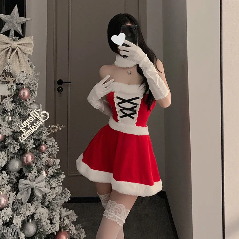 SD-6217 Christmas cute plush sexy suspenders sexy lingerie slim fit female uniform suit