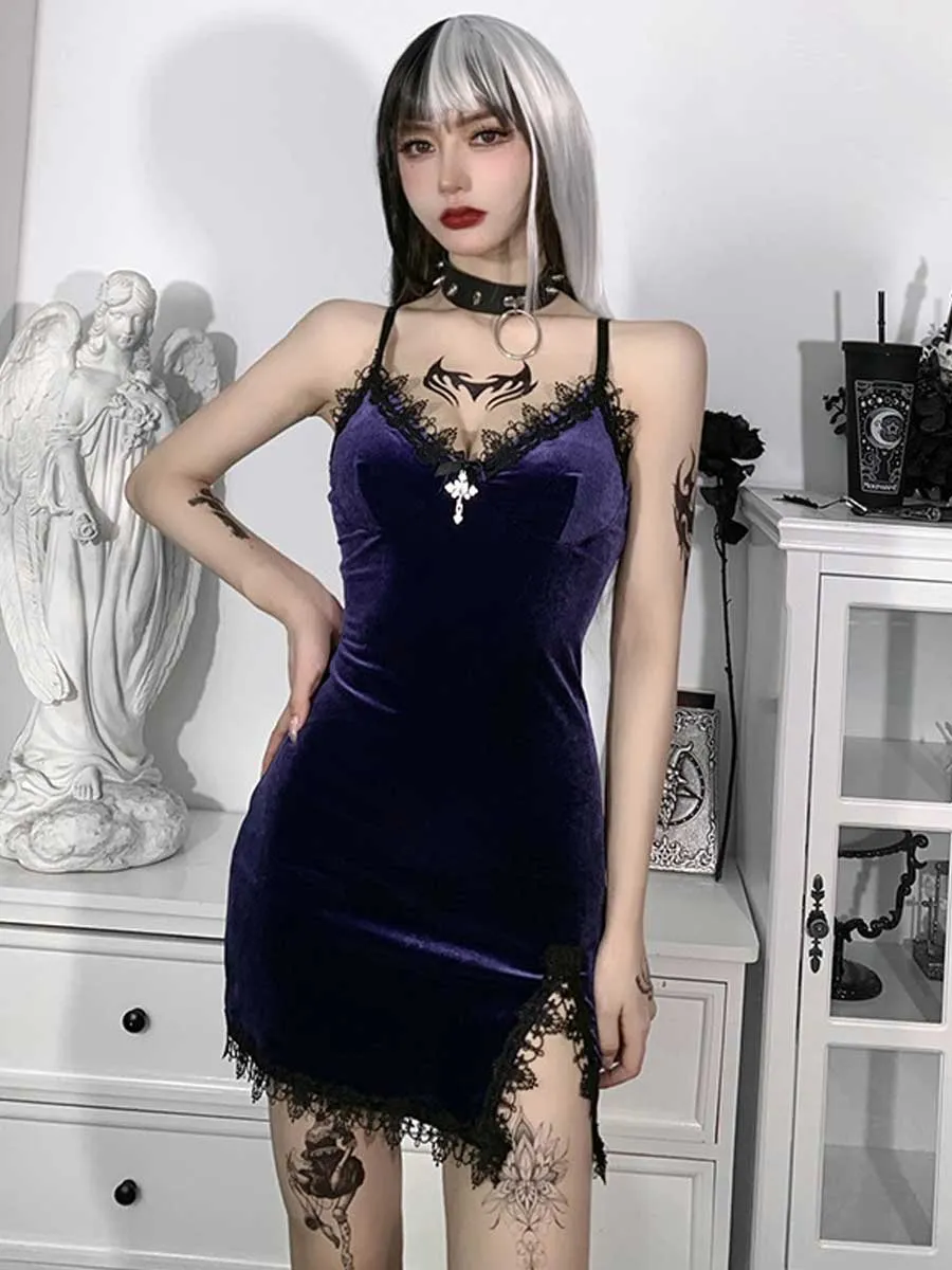 Sexy Velvet Split Bodycon Dress