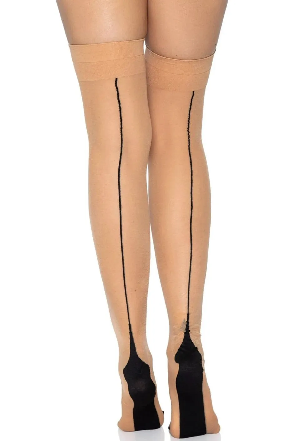 Sheer Cuban Heel Seamed Stockings
