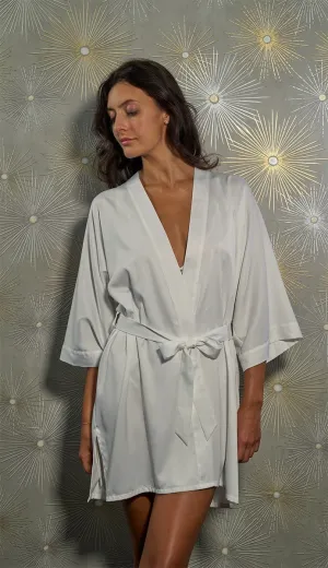 Silk Short Kimono White