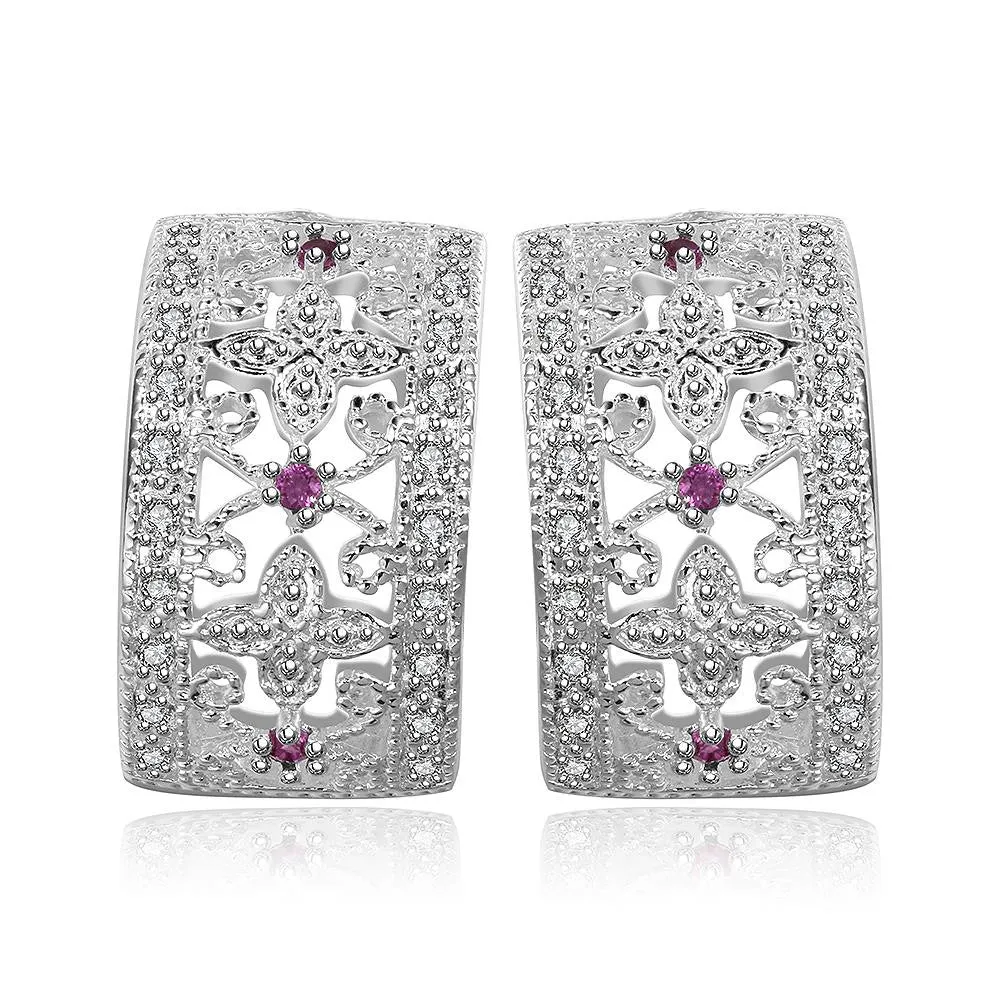 style silver earring Cute Inlaid Stone stud orecchini jewellery 188 ELY