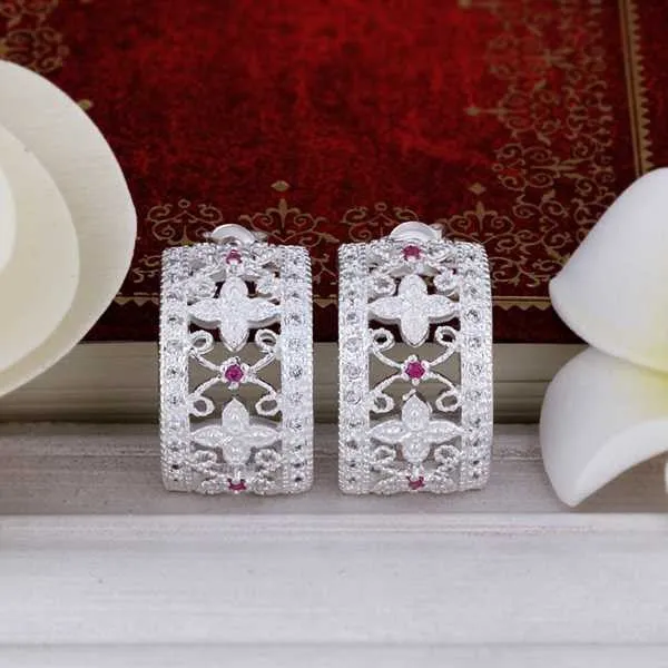 style silver earring Cute Inlaid Stone stud orecchini jewellery 188 ELY
