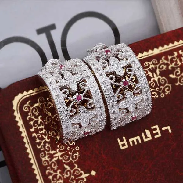 style silver earring Cute Inlaid Stone stud orecchini jewellery 188 ELY