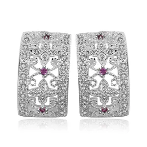 style silver earring Cute Inlaid Stone stud orecchini jewellery 188 ELY