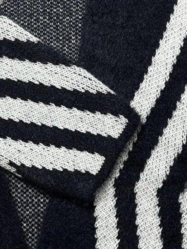 V-Neck Diamond Stripe Cardigan Sweater