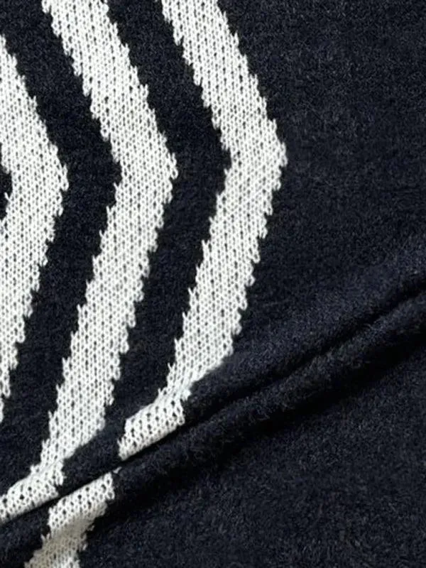 V-Neck Diamond Stripe Cardigan Sweater