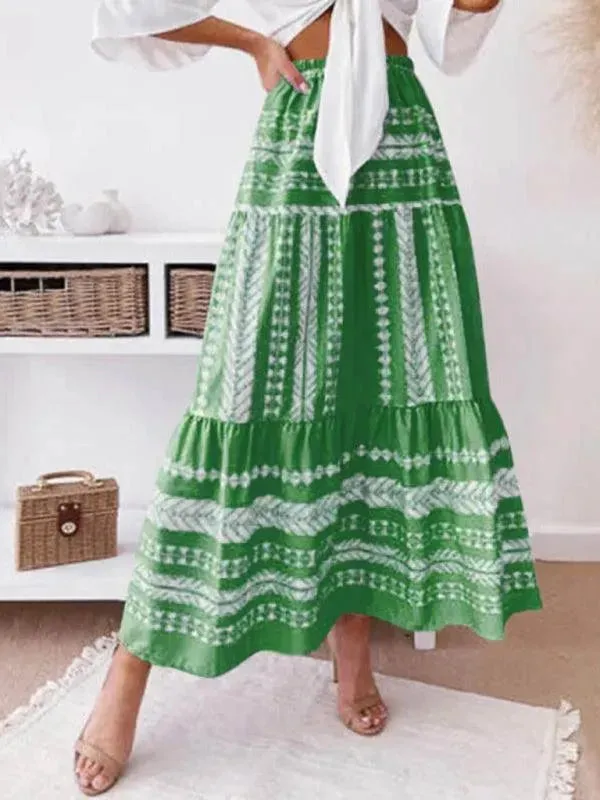Women Ethnic Style Printed Prairie Skirt